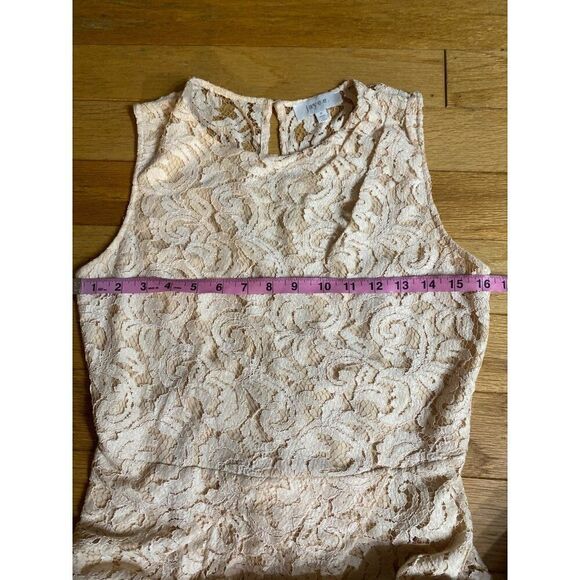 Jaye.e women's peach lined floral lace sleeveless open back zip closure dress S - Picture 9 of 10